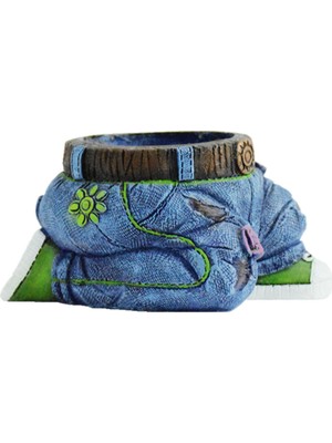 Lovoski Kot Diz Çökmüş Şekil Heykel, Yaratıcı Sevimli Küçük Saksı, Bonsai Diz Çökmüş Denim Kot Pantolon (Yurt Dışından)