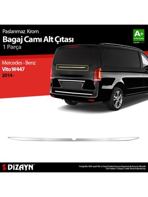 S-Dizayn Mercedes Vito W447 Krom Bagaj Camı Alt Çıtası 2014-2020