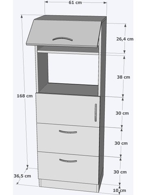 Bicabin Mikrodalga Fırın Bölmeli Çekmeceli Çok Amaçlı Mutfak Dolabı Beyaz (Multi-Purpose Kitchen Cabinet)