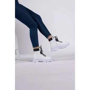 Beyaz Kadın Fermuarlı Bot 00127645