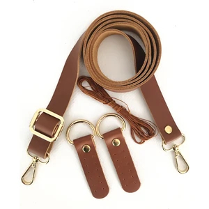 Alfa Tasarım Atölyesi Deri Çanta Sapı Altın Renk Aksesuarlı (120 Cm) - Fındık Rengi