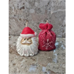 Mia Candela Noel Baba ve Çuvalı Yılbaşı Temalı Dekoratif Tasarım 2 Li Mum Seti ( Yeniyıl Christmas Konsept)