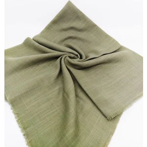 Yeşil Koala Düz Pamuklu Flamlı Koton Eşarp 100X100 cm