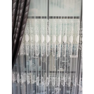 Lüks House Lüks Tül Perde Brode 4 Işlem Beyaz Rengi  - Pile 1e 2.,5 Sıklığı .