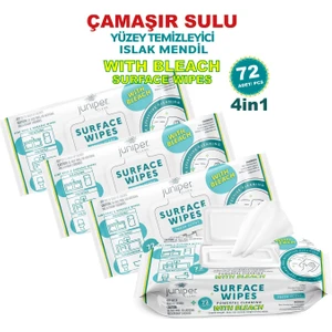 Junıper Clean Çamaşır Sulu Yüzey Temizleyici Islak Mendil Zorlu Kirlere Karşı Etkili Formül 4 Adet 72'li