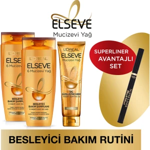 3'lü Elseve Mucizevi Yağ Saç Bakım Seti + Loreall Paris Superliner Set