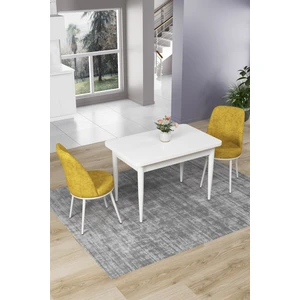 Concept Nil Serisi 70 x 110 cm Sabit Beyaz Mutfak Masa Takımı+2 Adet Sandalye