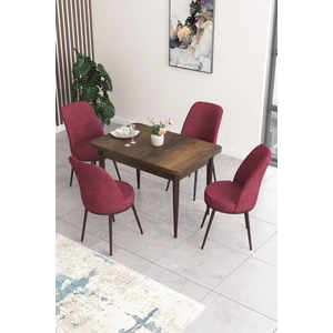 Concept Nil Serisi 70 x 110 cm Sabit Barok Ahşap Desen Mutfak Masa Takımı+4 Adet Sandalye