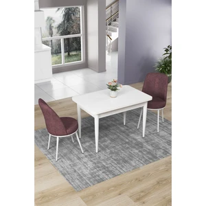 Concept Nil Serisi 70 x 110 cm Sabit Beyaz Mutfak Masa Takımı+2 Adet Sandalye