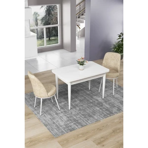 Concept Nil Serisi 70 x 110 cm Sabit Beyaz Mutfak Masa Takımı+2 Adet Sandalye