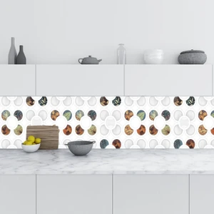 Sticker Art Mutfak Tezgah Arası Folyo Fayans Kaplama Folyosu Yuvarlak Yaprak 60 x 400 cm