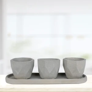 Echo Pot Eti Serisi Ebabil Gri 3 Lü Saksı Seti