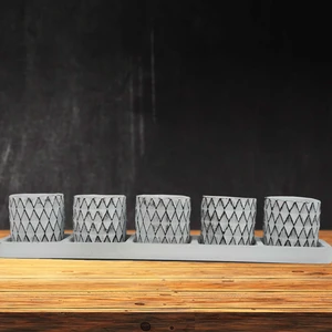 Echo Pot Sümer Serisi Patka Beyaz Siyah 5 Li Saksı Seti