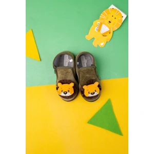 First Step Aslan Aksesuarlı Fermuarlı Kadife Panduf