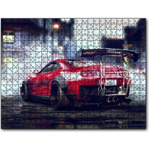 Kırmızı Toyota Supra 120 Parça Puzzle Yapboz Mdf (Ahşap)
