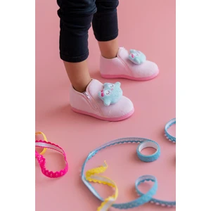 First Step Baykuş Aksesuarlı Fermuarlı Kadife Panduf