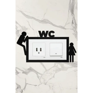 Ahşap Ikili Priz Çerçevesi Wc, Tuvalet Temalı