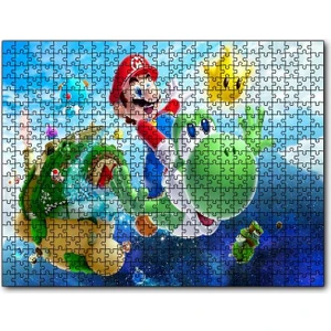 Super Mario Karakterleri Gökyüzünde 120 Parça Puzzle Yapboz Mdf (Ahşap)