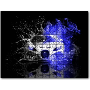 Bugatti Su Damlaları ve Mavi Dumanlar 120 Parça Puzzle Yapboz Mdf (Ahşap)
