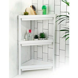 Mim Life 3 Katlı Köşeli Banyo Rafı Beyaz Çok Amaçlı Beyaz Raf Ünitesi