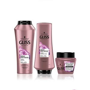 Gliss Serum Deep Repair Onarıcı Şampuan 500 Ml+Saç Kremi 360 Ml+Saç Maskesi 300 Ml + Saç Açıcı Tarak