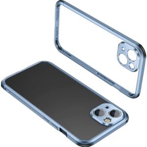 Iphone 13 Pro Için Metal Çerçeve Telefon Kılıfı Mavi (Yurt Dışından)