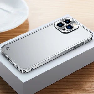 Iphone 13 Için Metal Çerçeve Buzlu Pc Kılıf Gümüş  (Yurt Dışından)