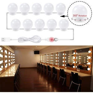 10LEDLI Usbli Makyaj Aynası Lambası Banyo Ciltbakım Dekorasyon Aydınlatma Hollywood Tarz