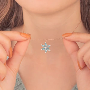 Miavi Silver 925 Ayar Gümüş Aquamarine Taşlı Nergis Çiçeği Kolye