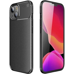 Apple iPhone 13 Kılıf Negro Karbon Görünüm Dizayn Silikon Siyah