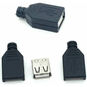 4 Pin Dişi USB Soket - Plastik Kapaklı USB Bağlantı