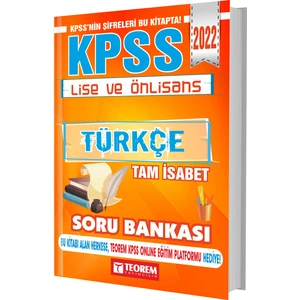 Teorem Yayıncılık 2022 Kpss Lise Önlisans Türkçe Tamamı Çözümlü Soru Bankası