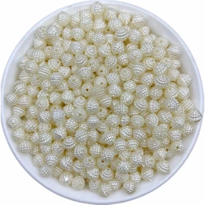 Hedef Bijuteri 50 gr 10MM Krem Renk Piramit Inci Böğürtlen Boncuk ,takı Yapım Boncuğu (~120 Adet)