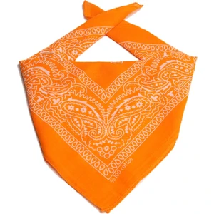 Ükb-Turuncu Şal Desen Damla Tasarım Kare Bandana