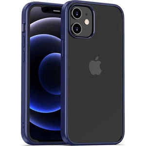 Case 4U Apple iPhone 12 Mini Kılıf Ultra Ince Renkli Kenar Şeffaf Arka Yüzey Yumuşak Lüx Silikon Hom Kapak Lacivert