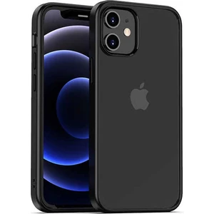 Case 4U Apple iPhone 12 Mini Kılıf Ultra Ince Renkli Kenar Şeffaf Arka Yüzey Yumuşak Lüx Silikon Hom Kapak Siyah