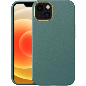 Case 4U Apple iPhone 13 Mini Kılıf Deri Görünümlü Kaymayan Yüzey Lüks Natura Kapak Yeşil