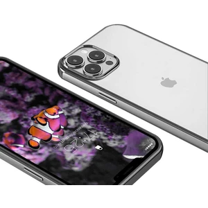 Case 4U Apple iPhone 13 Pro Max Kılıf Darbeye Dayanıklı Renkli Kenar Şeffaf Yüzey Sert Silikon Pixel Kapak Siyah