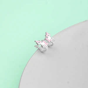 Ravza Gümüş 925 Ayar Gümüş Mineli Unicorn Çocuk Küpesi