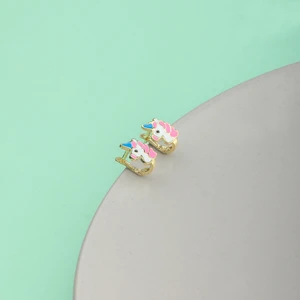 Ravza Gümüş 925 Ayar Gümüş Unicorn Model Çocuk Küpesi