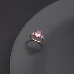 Ravza Gümüş 925 Ayar Gümüş Pembe Taşlı Nokta Kollu Yüzük