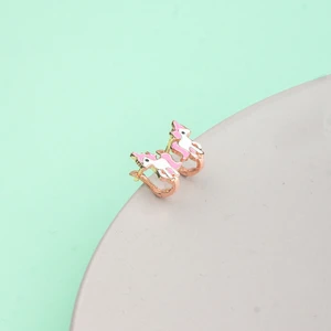 Ravza Gümüş 925 Ayar Gümüş Mineli Unicorn Çocuk Küpesi