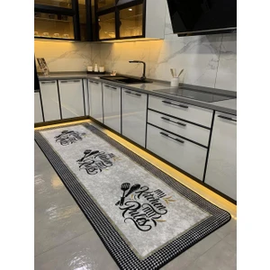 Spoon Kitchen Desen Lateks Deri Taban Mutfak Halısı