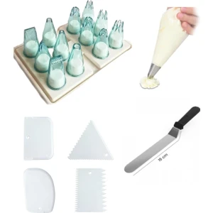Krema Sıkma Torbası - Polikarbon Duy Seti - Pasta Paleti - 4'lü Krema Tarağı Dekoratör Pratik Set