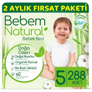 Bebem Natural Bebek Bezi 5 Beden Junior 2 Aylık Fırsat Paketi 288 Adet