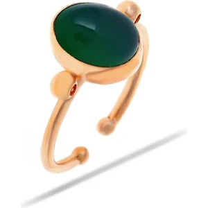 Sümer Telkari Yeşim Taşlı Rose Gümüş Yüzük 3187