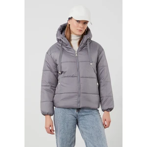 Tena Moda Tena Kadın Gri Kapüşonlu Anorak Yanları Stoplu Mont