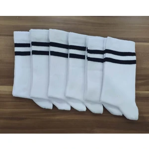 Erkek 6'lı Kolej Şerit Desen Pamuklu Spor Çorap