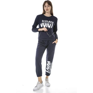 Vıshenka Kadın Juıcy Yazı Baskılı 2 Iplik Alt Üst Lacivert Renk Sweatshirt Takım