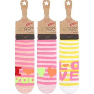 BRZ Collection Çemberli Love Yazılı Kız Çocuk Çorabı 3lü Set